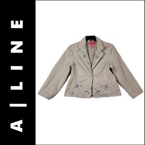 A|Line Blazer Jacket Suit Size 16 Lined Long Sleeve 1 Button Front